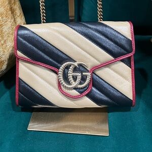 Gucci Marmont WOC Chevron Quilted Leather Shoulder Bag